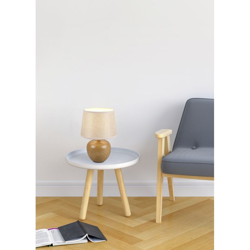 - Luxor - Wooden Ceramic Table Lamp with Fawn Shade Trio-R50621035 - Luxor - Wooden Ceramic Table Lamp with Fawn Shade