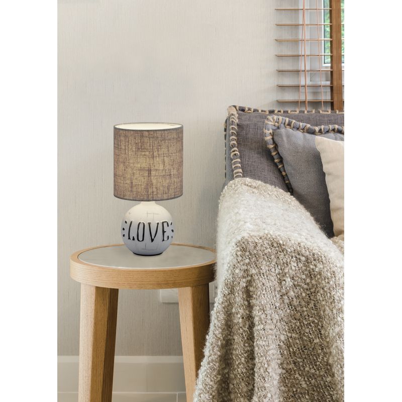 - Esna - Grey Ceramic Table Lamp with Cappucino Shade Trio-R50661025 - Esna - Grey Ceramic Table Lamp with Cappucino Shade