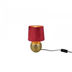 Sophia - Gold Ceramic Table Lamp with Red Velvet Shade Sophia - Gold Ceramic Table Lamp with Red Velvet Shade