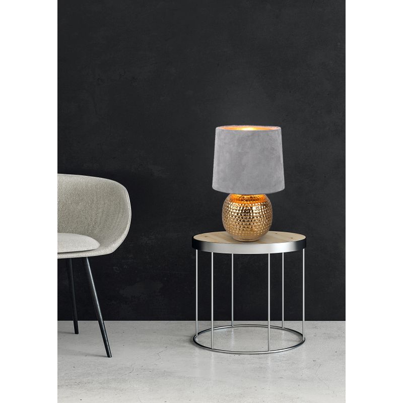 - Sophia - Gold Ceramic Table Lamp with Grey Velvet Shade Trio-R50821011 - Sophia - Gold Ceramic Table Lamp with Grey Velvet Shade