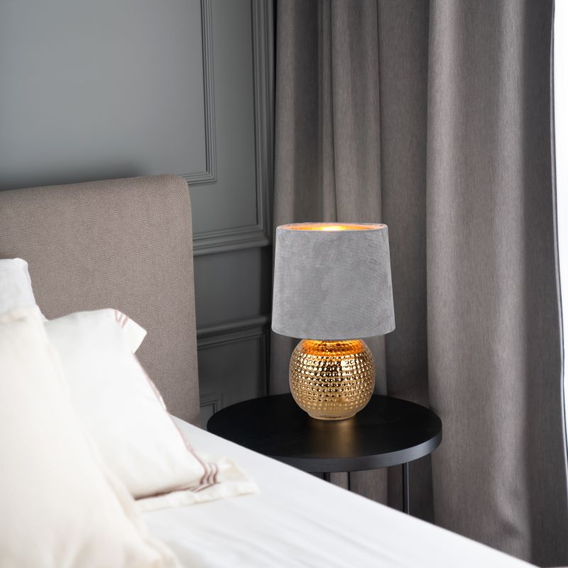 - Sophia - Gold Ceramic Table Lamp with Grey Velvet Shade Trio-R50821011 - Sophia - Gold Ceramic Table Lamp with Grey Velvet Shade