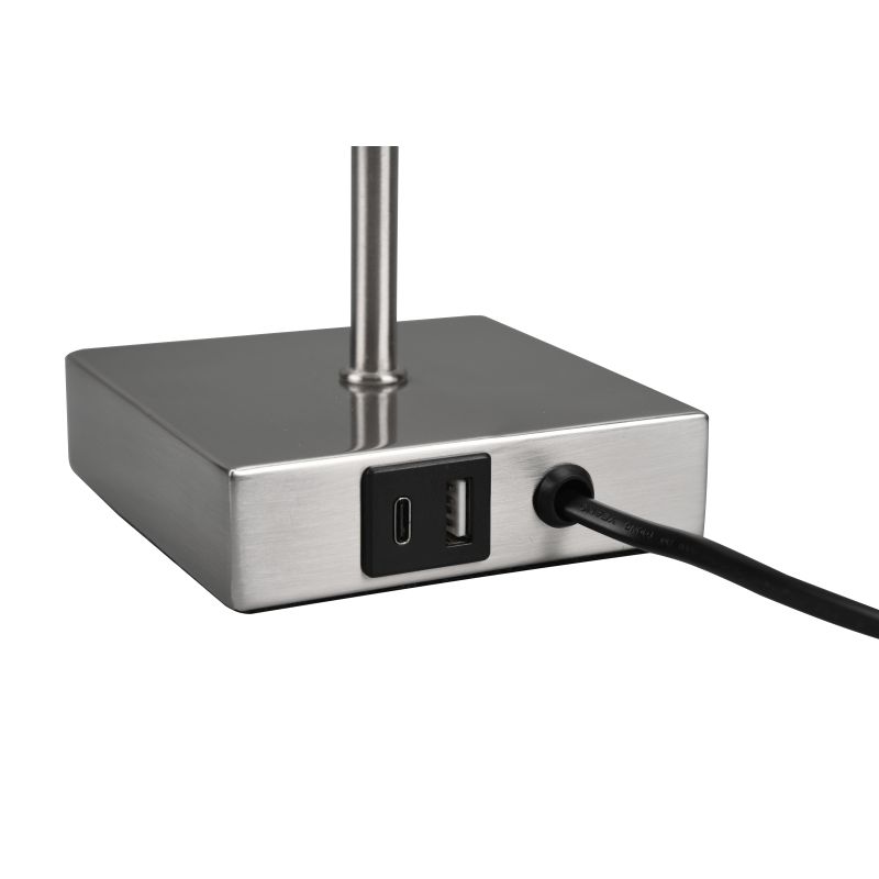 - Ole - Matt Nickel Table Lamp with White Shade USB-C Trio-R51061007 - Ole - Matt Nickel Table Lamp with White Shade USB-C