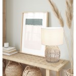 Rike - Natural Rattan Table Lamp with White Shade Rike - Natural Rattan Table Lamp with White Shade