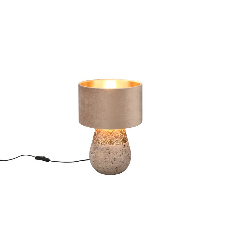 - Kiran - Vintage Grey Ceramic Table Lamp with Fawn Velvet Shade Trio-R51231061 - Kiran - Vintage Grey Ceramic Table Lamp with Fawn Velvet Shade