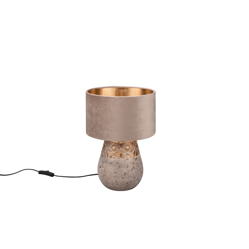 - Kiran - Vintage Grey Ceramic Table Lamp with Fawn Velvet Shade Trio-R51231061 - Kiran - Vintage Grey Ceramic Table Lamp with Fawn Velvet Shade