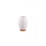 Bidar - White Table Lamp with Wood Accent Bidar - White Table Lamp with Wood Accent