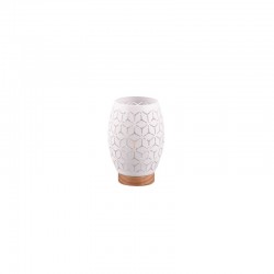 Bidar - White Table Lamp with Wood Accent Bidar - White Table Lamp with Wood Accent