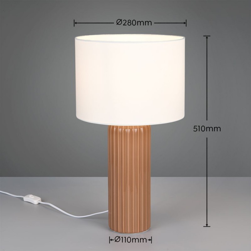 Trio-R51811072 - Blair - Mocha Ceramic Table Lamp with White Shade ∅ 28 cm