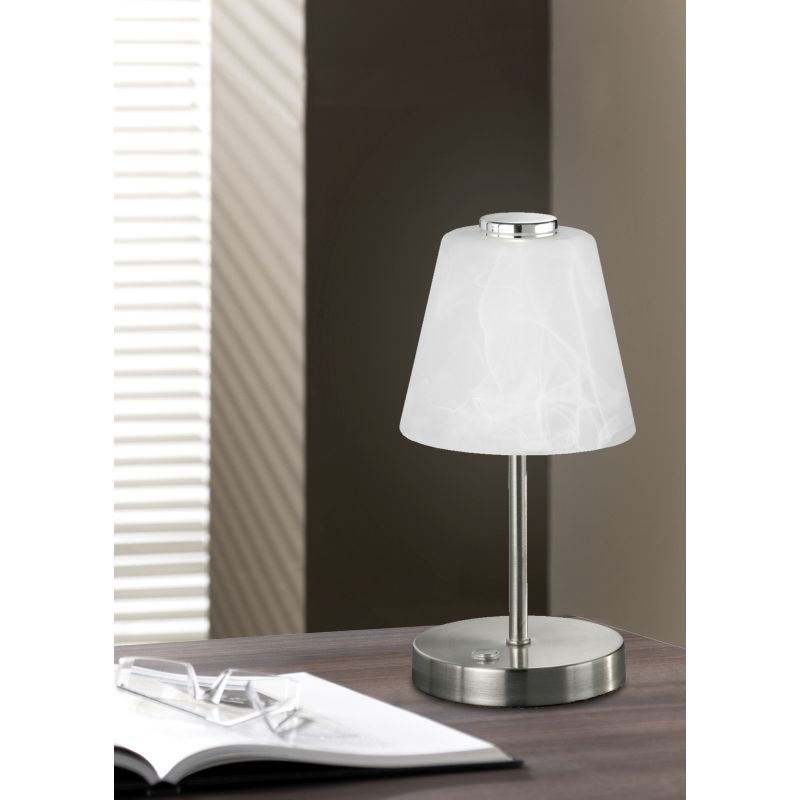 - Emmy - Matt Nickel Touch LED Table Lamp witch Alabaster Glass Trio-R52541907 - Emmy - Matt Nickel Touch LED Table Lamp witch Alabaster Glass