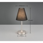 Kenny - Rechargeable Matt Nickel LED Table Lamp with Black Shade