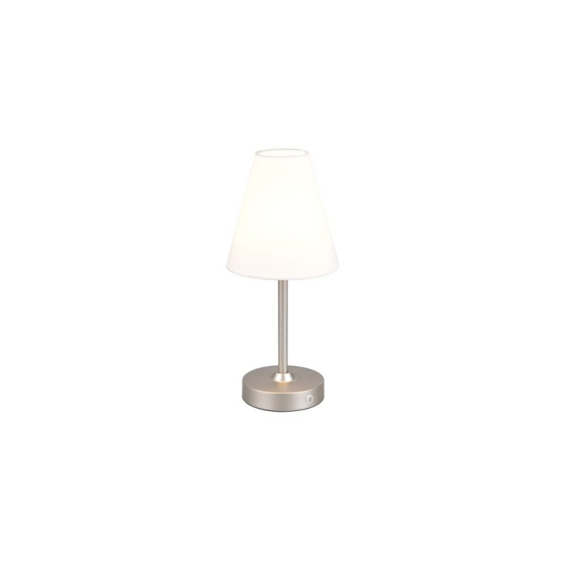 Trio-R53621107 - Kenny - Rechargeable Matt Nickel LED Table Lamp with White Shade