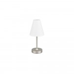 Kenny - Rechargeable Matt Nickel LED Table Lamp with White Shade
