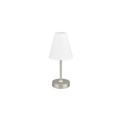 Kenny - Rechargeable Matt Nickel LED Table Lamp with White Shade