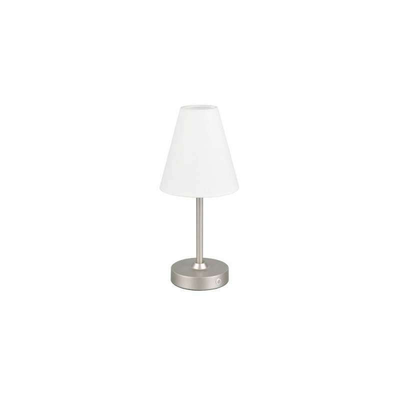 Trio-R53621107 - Kenny - Rechargeable Matt Nickel LED Table Lamp with White Shade