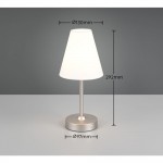 Kenny - Rechargeable Matt Nickel LED Table Lamp with White Shade