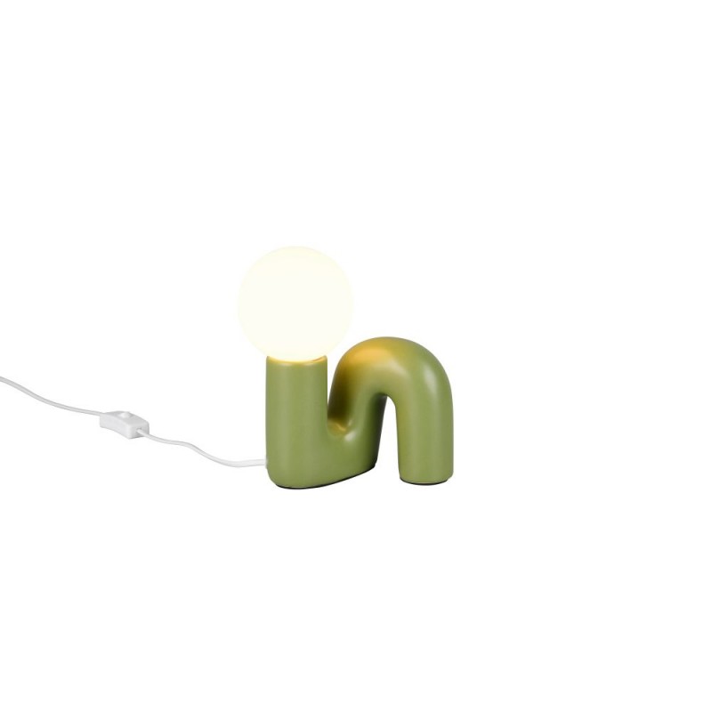 Trio-R56821015 - Quinn - Green Table Lamp with White Glass Shade