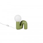 Quinn - Green Table Lamp with White Glass Shade