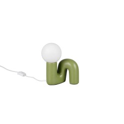 Quinn - Green Table Lamp with White Glass Shade