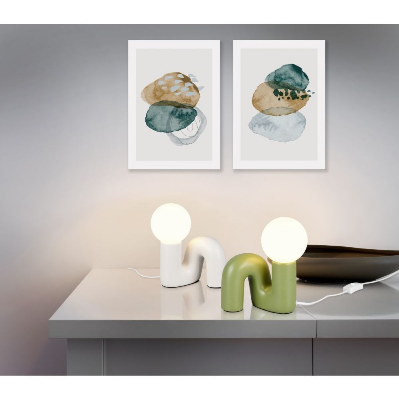 Trio-R56821015 - Quinn - Green Table Lamp with White Glass Shade