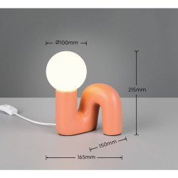 Quinn - Apricot Table Lamp with White Glass Shade