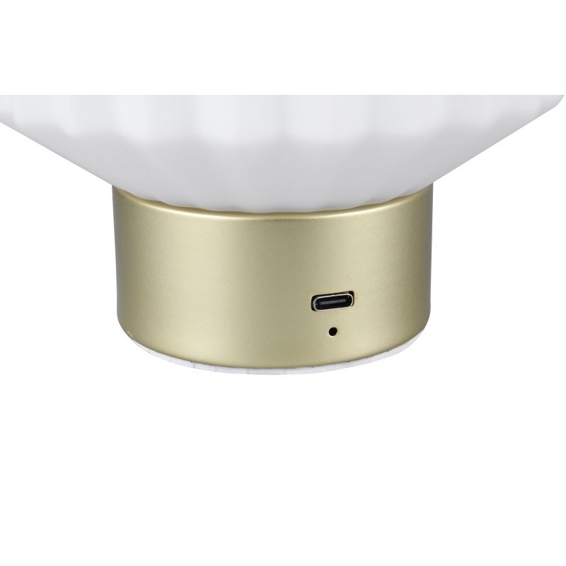 Table & Floor Lamp - Lord - Rechargeable Matt Brass LED Table Lamp with White Glass Trio-R57761101 - Lord - Rechargeable Matt Brass LED Table Lamp with White Glass
