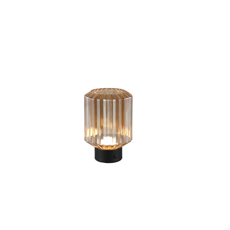 - Lord - Rechargeable Matt Brass LED Table Lamp with Amber Glass Trio-R57761113 - Lord - Rechargeable Matt Brass LED Table Lamp with Amber Glass