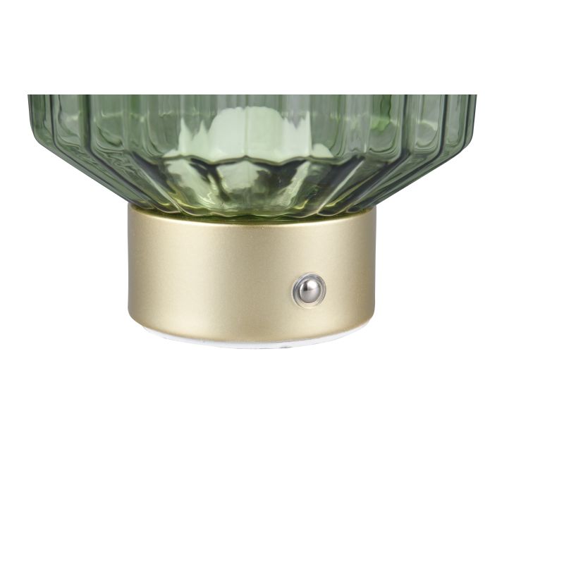 - Lord - Rechargeable Matt Brass LED Table Lamp with Green Glass Trio-R57761115 - Lord - Rechargeable Matt Brass LED Table Lamp with Green Glass