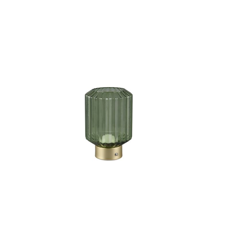 - Lord - Rechargeable Matt Brass LED Table Lamp with Green Glass Trio-R57761115 - Lord - Rechargeable Matt Brass LED Table Lamp with Green Glass