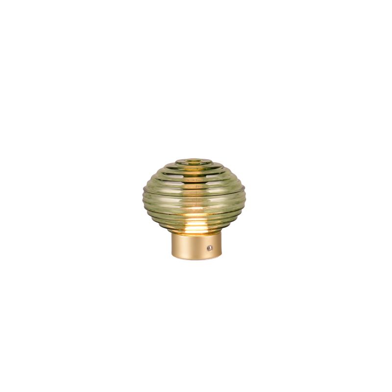 - Earl - Rechargeable Matt Brass LED Table Lamp with Green Glass Trio-R57771115 - Earl - Rechargeable Matt Brass LED Table Lamp with Green Glass