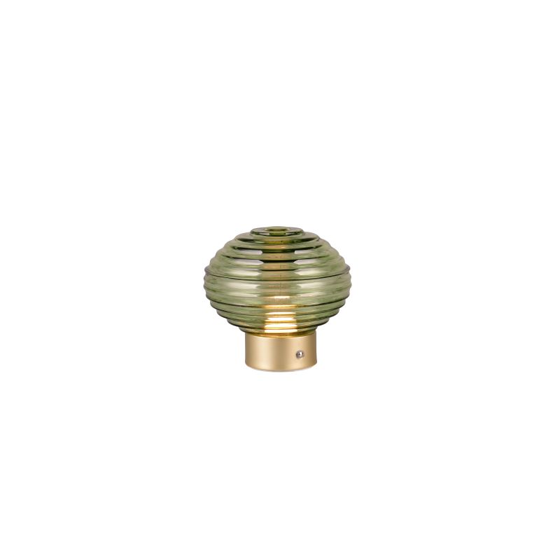 - Earl - Rechargeable Matt Brass LED Table Lamp with Green Glass Trio-R57771115 - Earl - Rechargeable Matt Brass LED Table Lamp with Green Glass