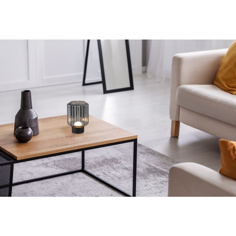 - Earl - Rechargeable Matt Brass LED Table Lamp with Smoked Glass Trio-R57771154 - Earl - Rechargeable Matt Brass LED Table Lamp with Smoked Glass