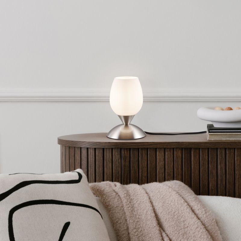 - Cup II - Matt Nickel Table Lamp with White Glass Trio-R59441007 - Cup II - Matt Nickel Table Lamp with White Glass