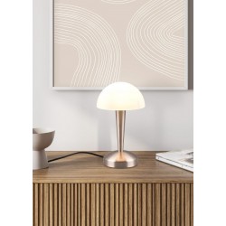 Canaria - Matt Nickel Touch Table Lamp with White Glass Canaria - Matt Nickel Touch Table Lamp with White Glass
