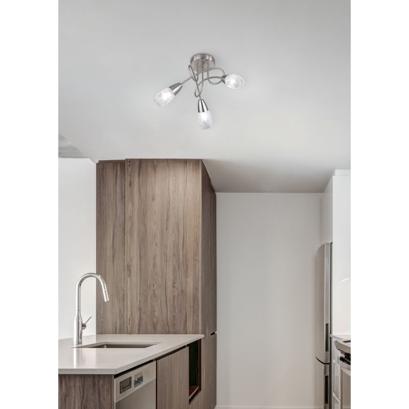 - Colmar - Matt Nickel 3 Spotlights with Flower Pattern Glass Trio-R60023007 - Colmar - Matt Nickel 3 Spotlights with Flower Pattern Glass