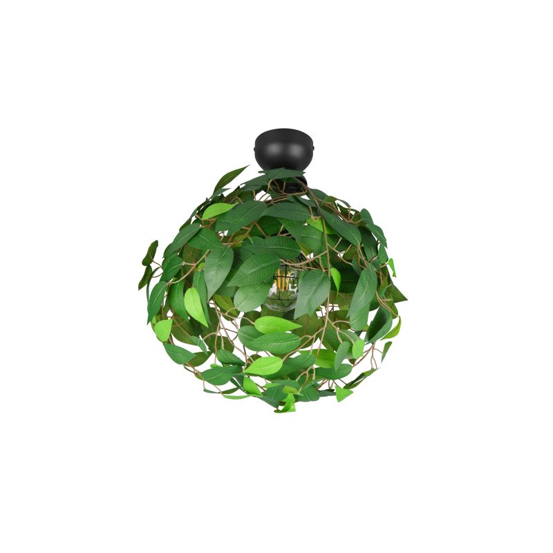 - Leavy - Matt Black Ceiling Lamp with Green Leaves Trio-R60461015 - Leavy - Matt Black Ceiling Lamp with Green Leaves