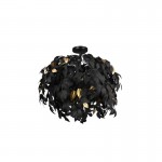 Leavy - Matt Black 3 Light Ceiling Lamp with Black & Gold Leaves Leavy - Matt Black 3 Light Ceiling Lamp with Black & Gold Leaves