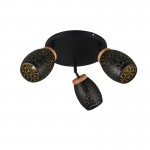 Bidar - Black 3 Spotlight with Gold & Wood Accent Bidar - Black 3 Spotlight with Gold & Wood Accent