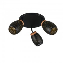 Bidar - Black 3 Spotlight with Gold & Wood Accent