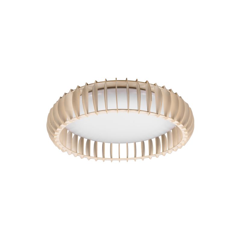 - Monte - Natural Wooden CCT Flush with White Diffuser Trio-R62171930 - Monte - Natural Wooden CCT Flush with White Diffuser