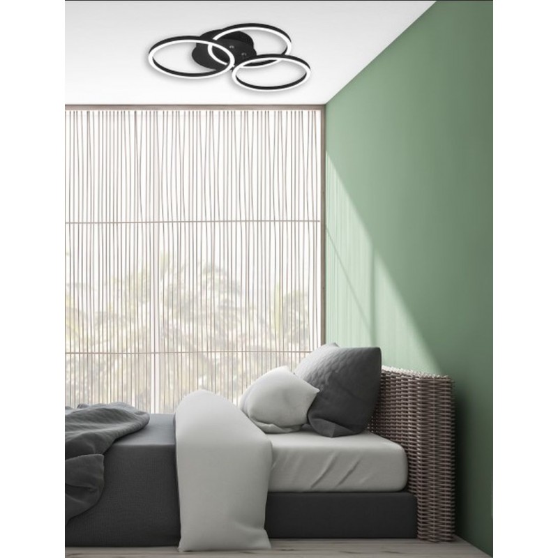 Trio-R62823132 - Circle - Matt Black 3 Light CCT Ceiling Lamp with Remote Control