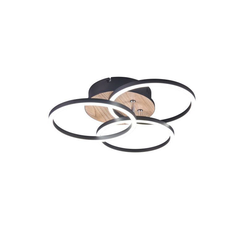 - Circle - Black & Wooden 3 Light CCT Ceiling Lamp with Remote Control Trio-R62823135 - Circle - Black & Wooden 3 Light CCT Ceiling Lamp with Remote Control