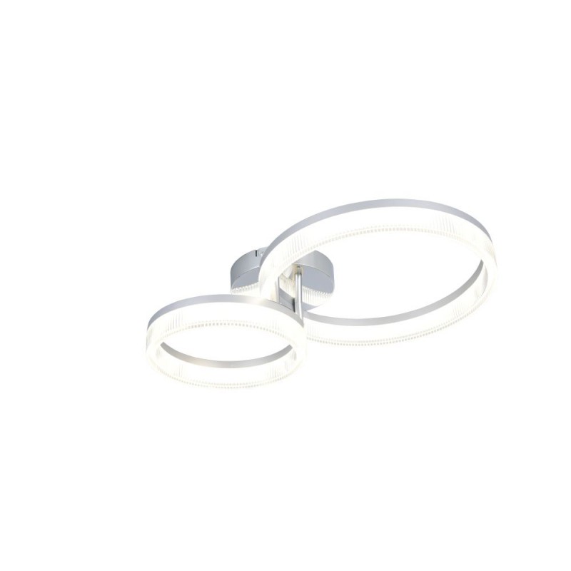 Trio-R63292106 - Mova - Chrome 2 Light LED Flush with Clear Ribbed Diffuser