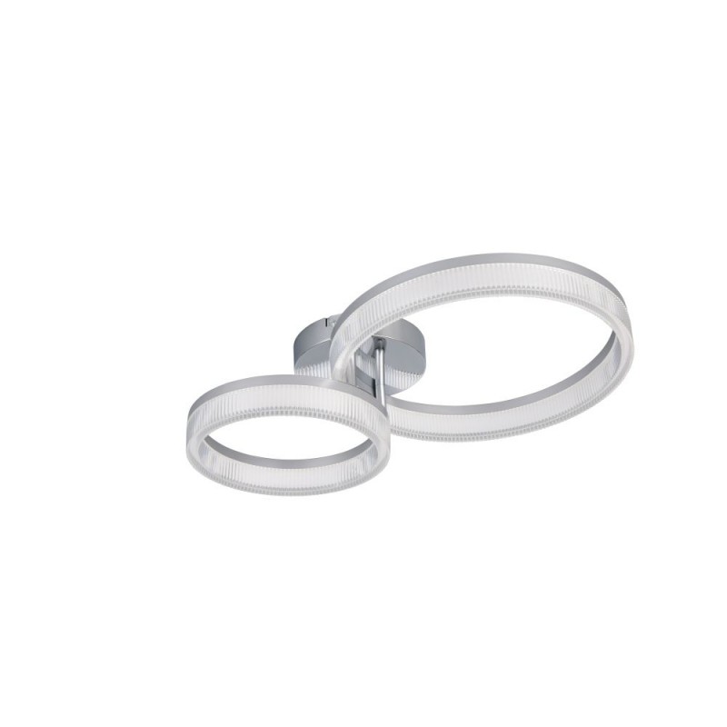 Trio-R63292106 - Mova - Chrome 2 Light LED Flush with Clear Ribbed Diffuser