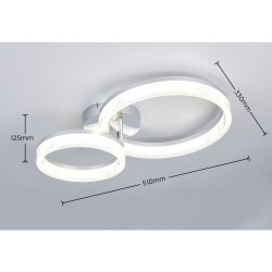 Mova - Chrome 2 Light LED Flush with Clear Ribbed Diffuser