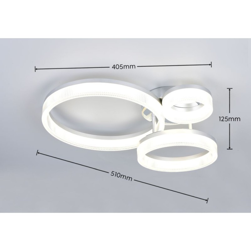 Trio-R63293106 - Mova - Chrome 3 Light LED Flush with Clear Ribbed Diffuser