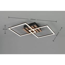 Zaro - Wooden & Black 2 Light LED Flush