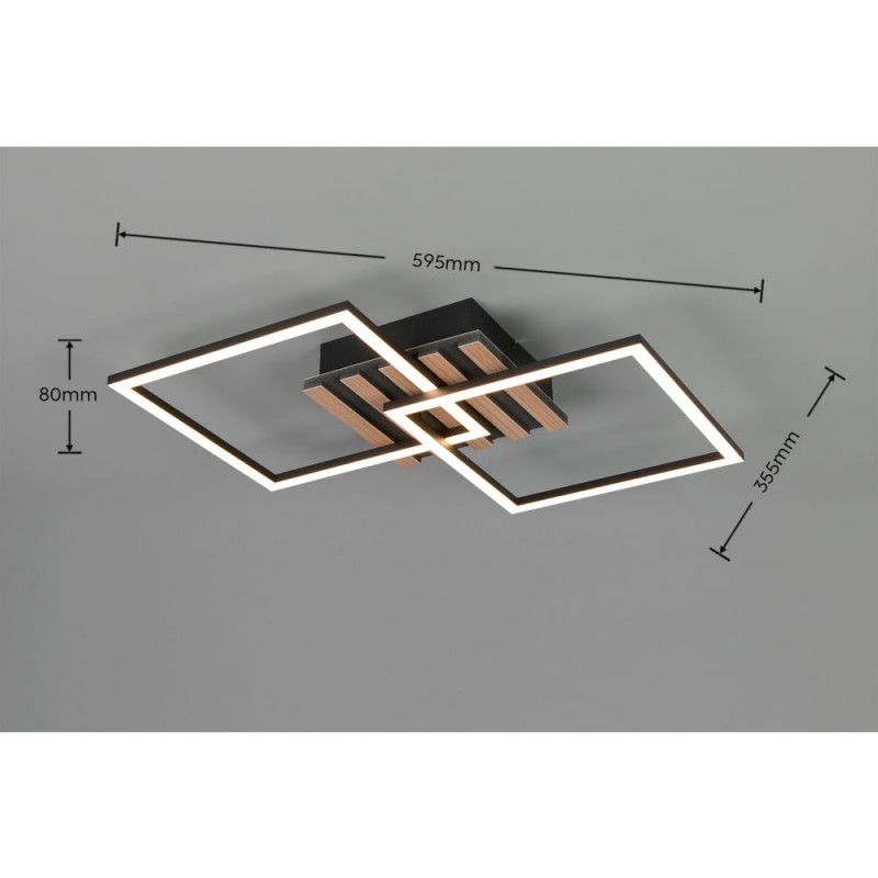 Trio-R63402132 - Zaro - Wooden & Black 2 Light LED Flush