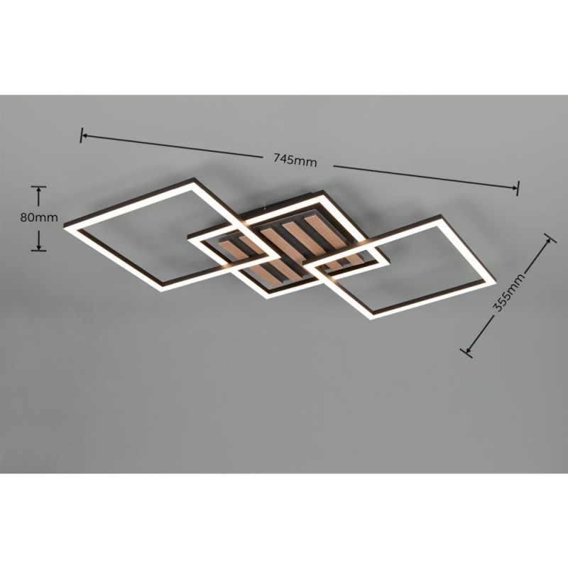 Trio-R63403132 - Zaro - Wooden & Black 3 Light LED Flush