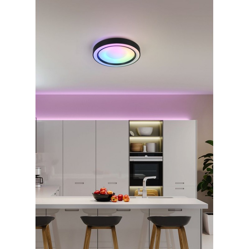 - Arco - White & Black RGBW Flush with Remote Control Ø 40 cm Trio-R65091432 - Arco - White & Black RGBW Flush with Remote Control Ø 40 cm