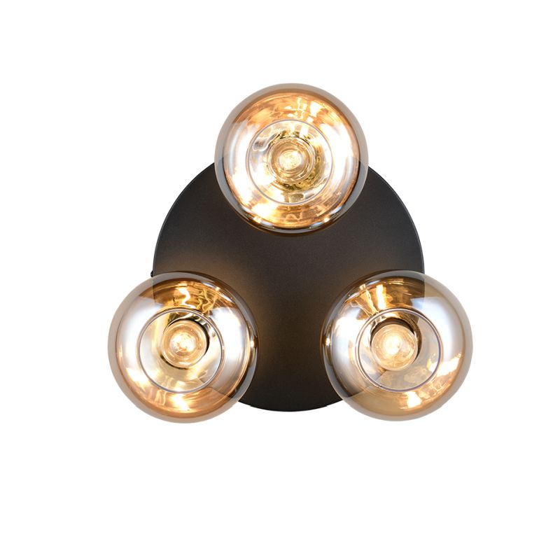- Divina - Black 3 Light Ceiling Lamp with Amber Glasses Trio-R66643013 - Divina - Black 3 Light Ceiling Lamp with Amber Glasses